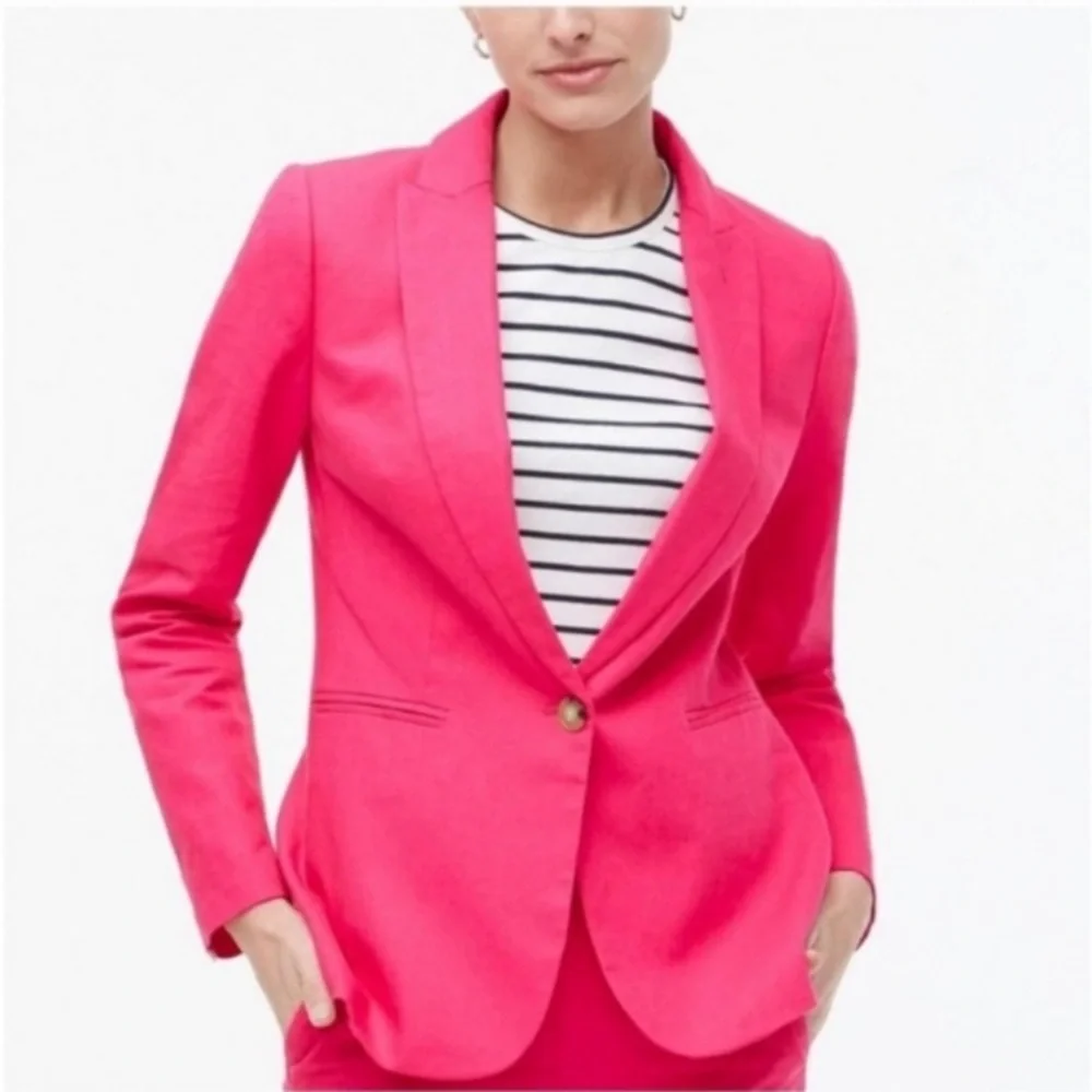 New w Tag: J Crew Linen Blend One Button Blazer. Size 12